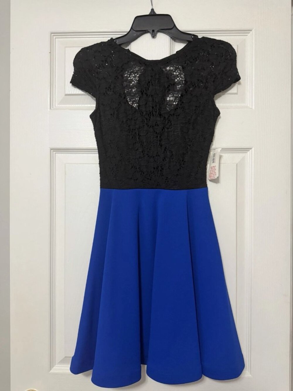 B. Darlin Black Lace Top Royal Blue Skirt Dress